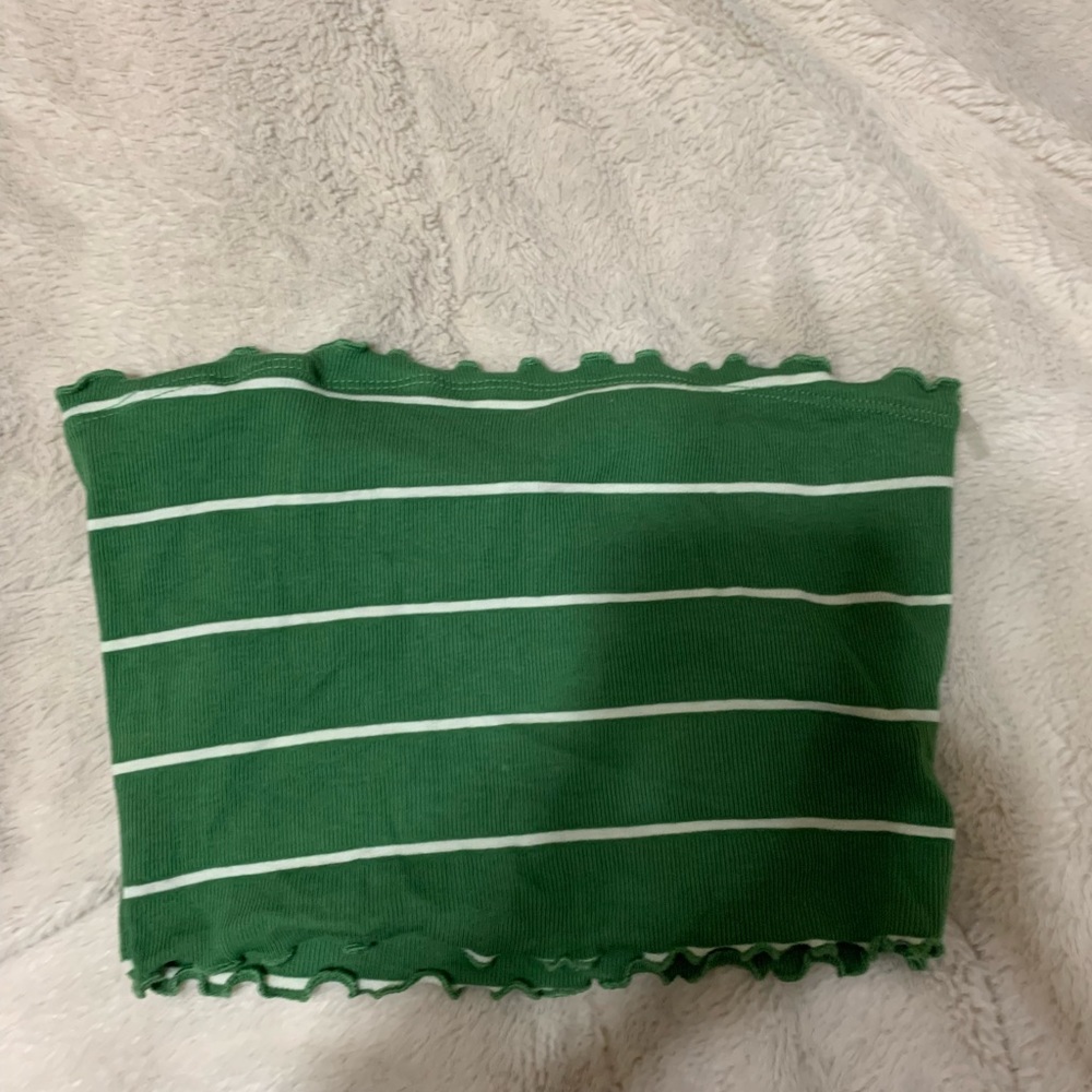Tilly’s green and white striped tube top, size medium